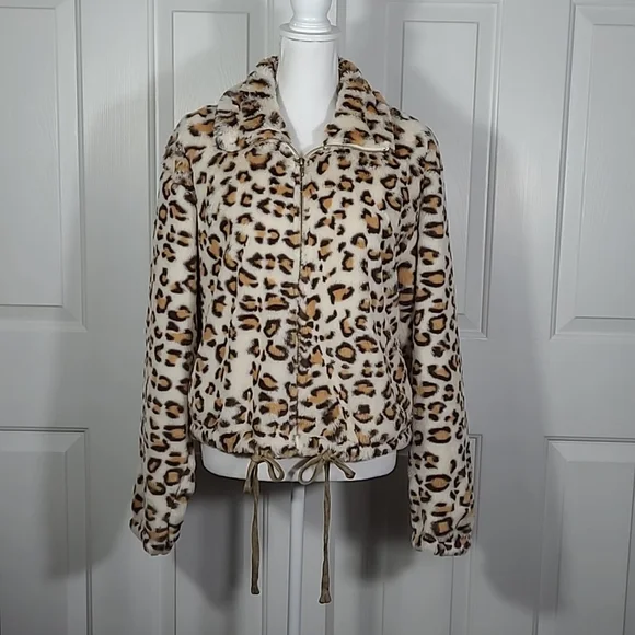 NWT Leopard Print Coat Jacket Faux Fur VS PINK & Know One Cares Large - Picture 5 of 17